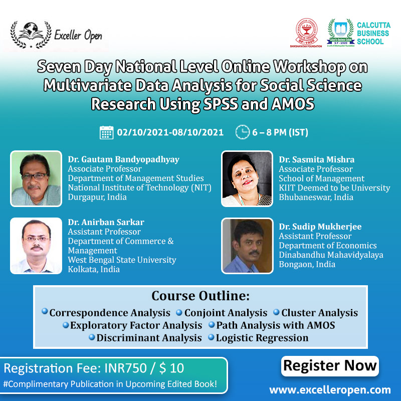 Seven Day National Level Online Workshop on Multivariate Data Analysis for Social Science Research Using SPSS and AMOS